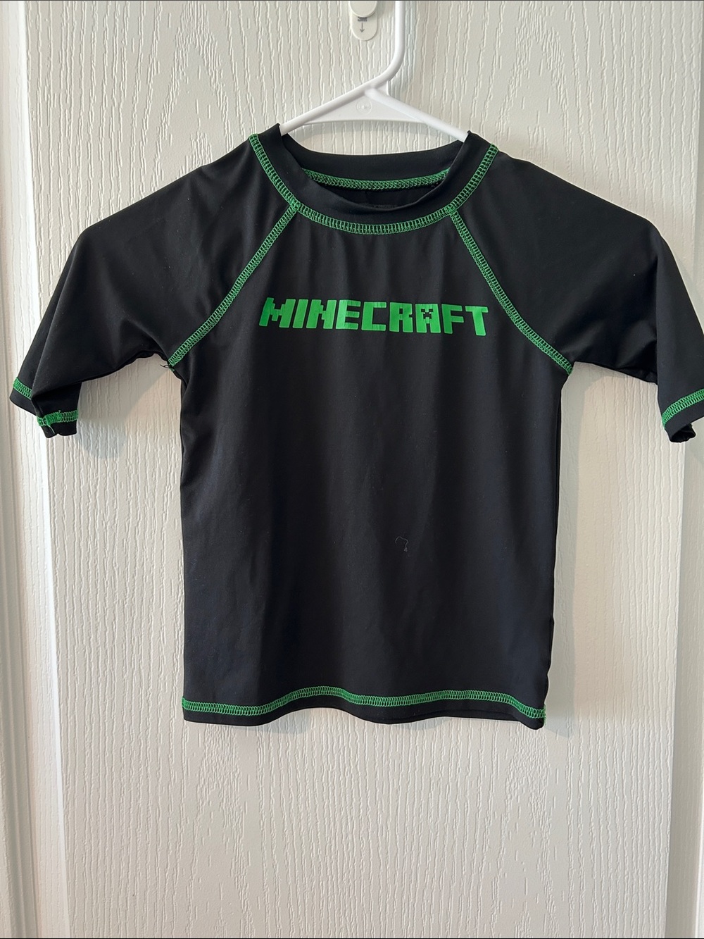 Minecraft Kids Black & Green Rashguard Swim Top
